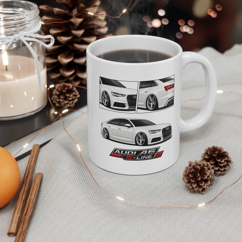 WHITE AUDI A6 MUG