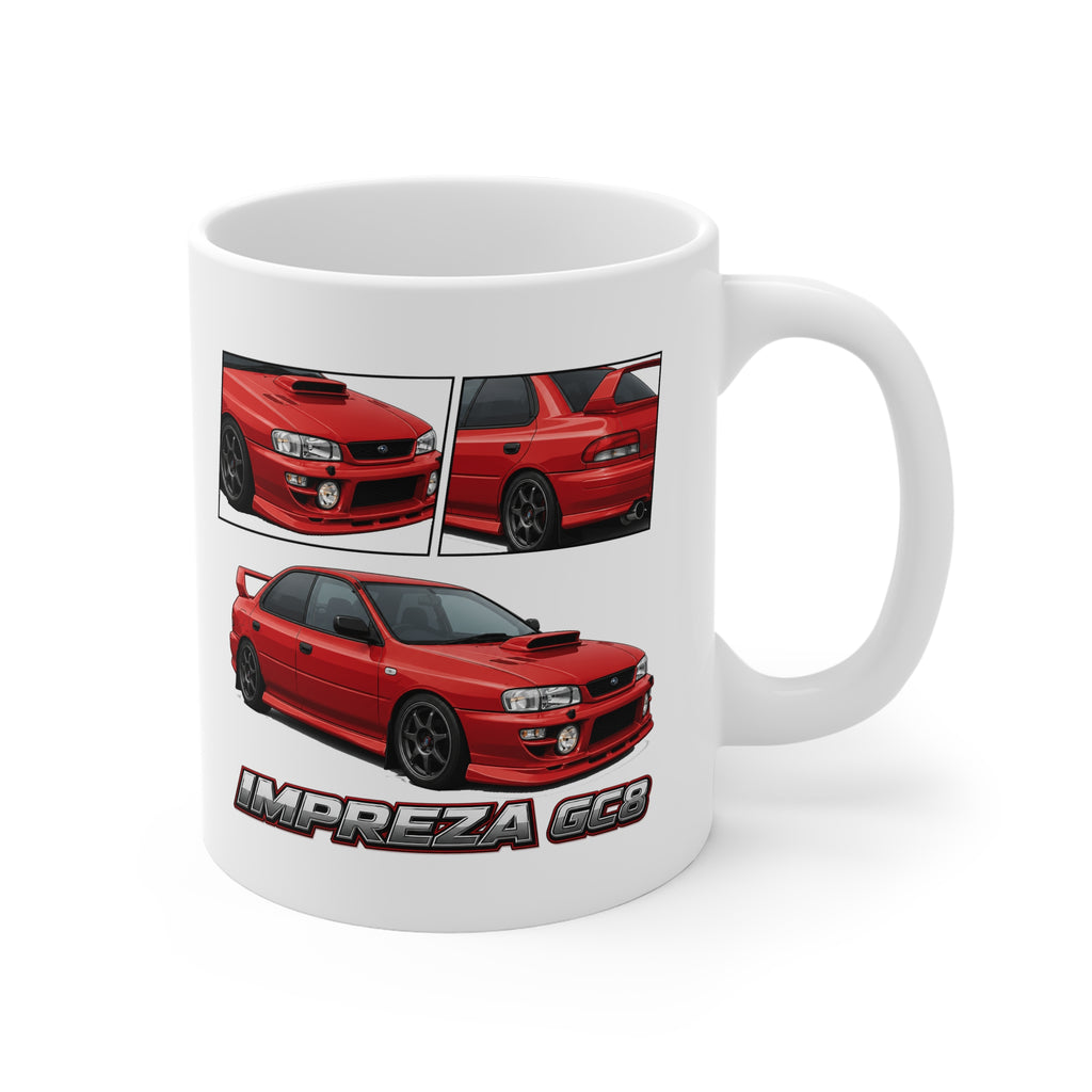 RED IMPREZA GC8 MUG