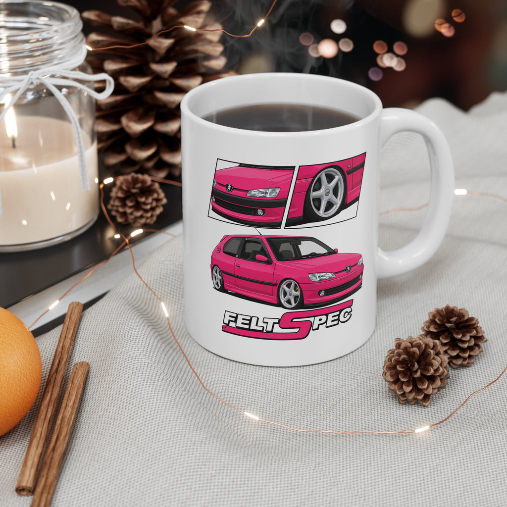 PINK PEUGEOT 306 D-TURBO MUG
