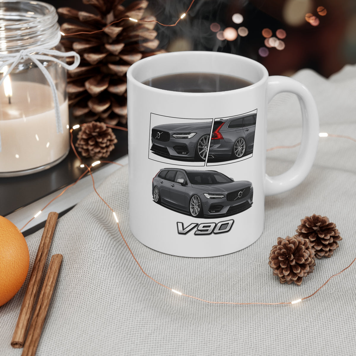 GREY VOLVO V90 MUG