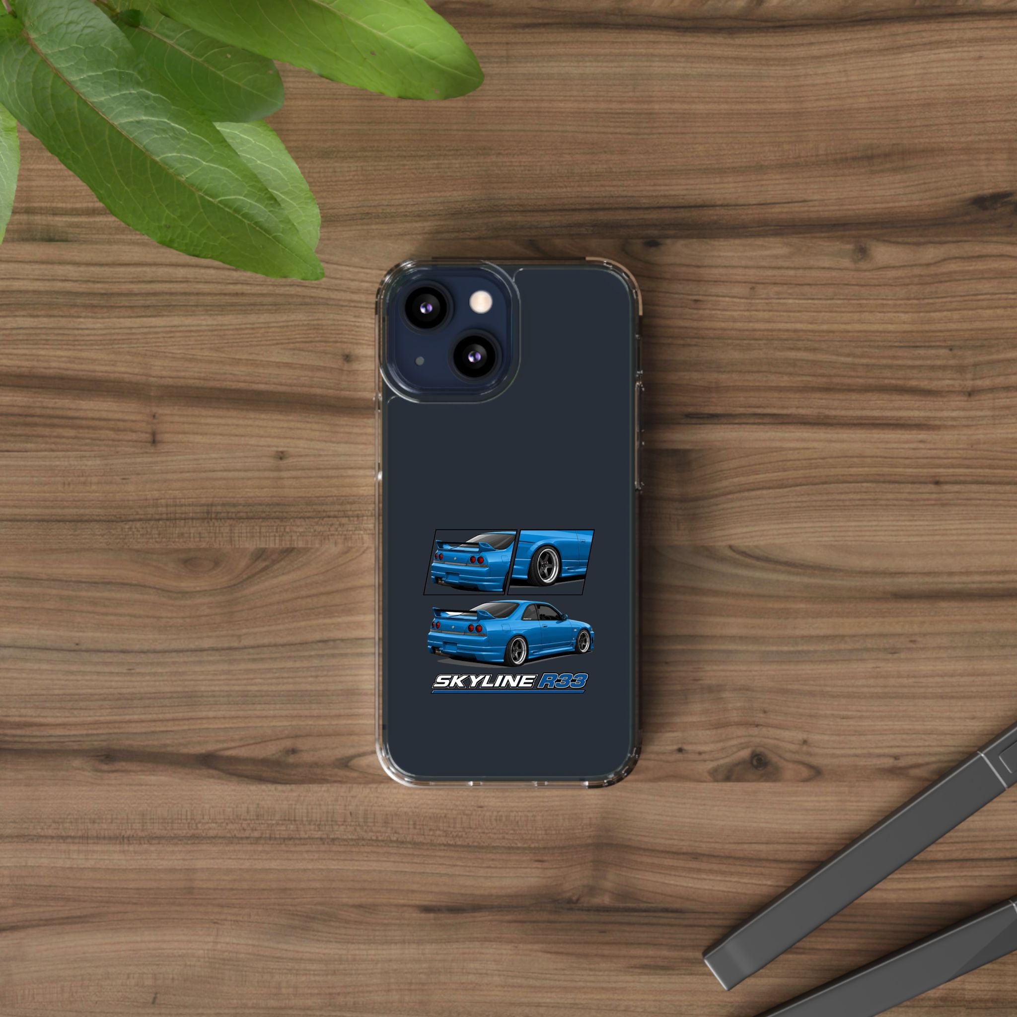 BLUE SKYLINE R33 PHONE CASE
